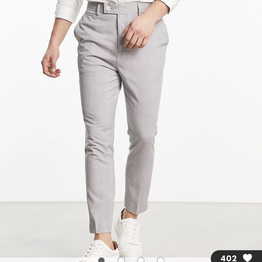 ASOS DESIGN super skinny smart pants in gray prince of wales check